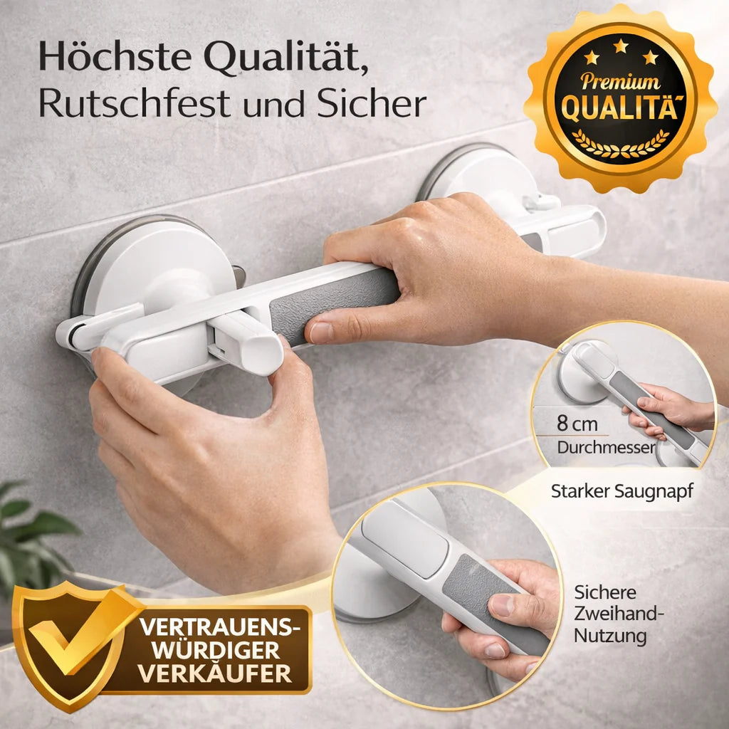 Håndtag til bruser, badekar eller toilet | Sugekop håndtag til seniorer uden boring | SeniGrip