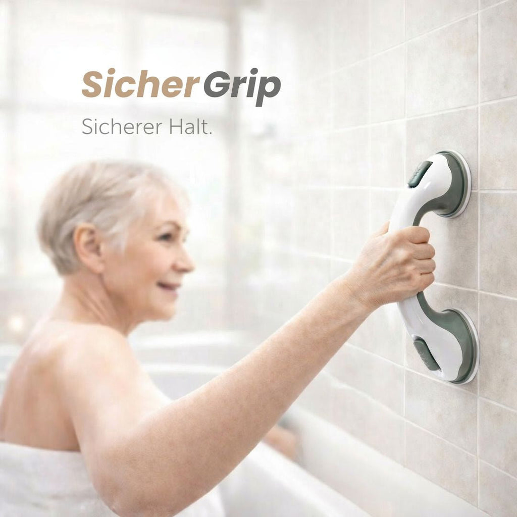 Grebsstang til bruser, badekar eller toilet med sugekop | Badekarsgreb til seniorer uden boring | GripSikker