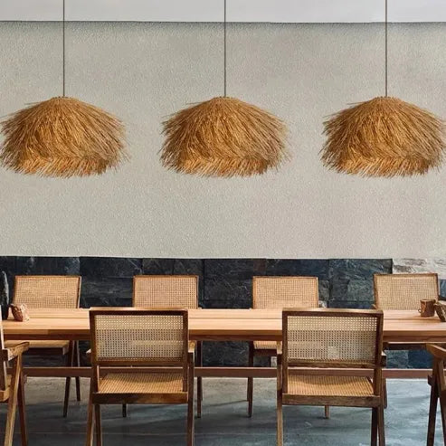 Håndlavet Rattan Pendellampe til en Varm Naturlig Atmosfære i Dit Hjem