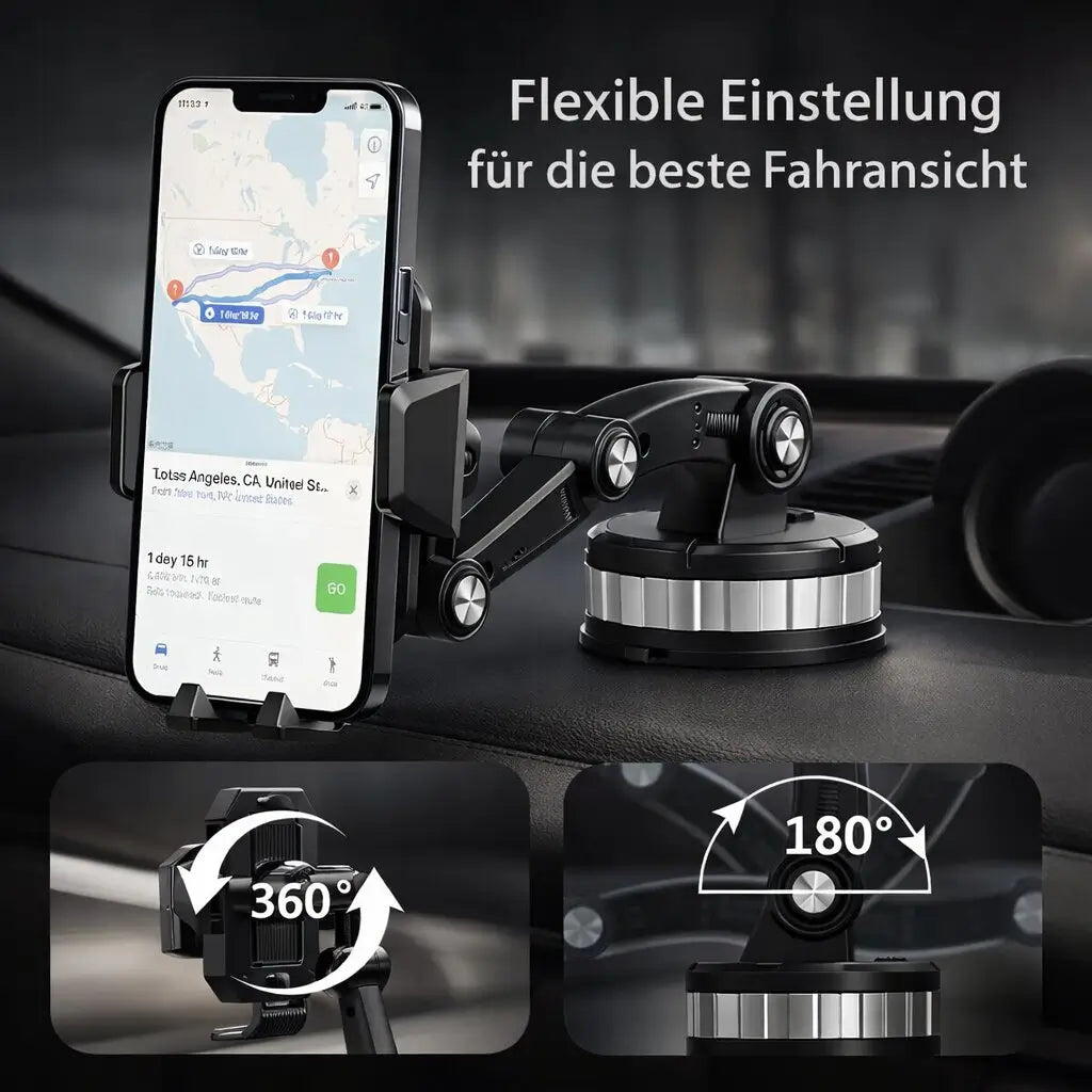 Mobilholder til bil | Mobilholder med sugekop & 360° rotation | LuxGrip