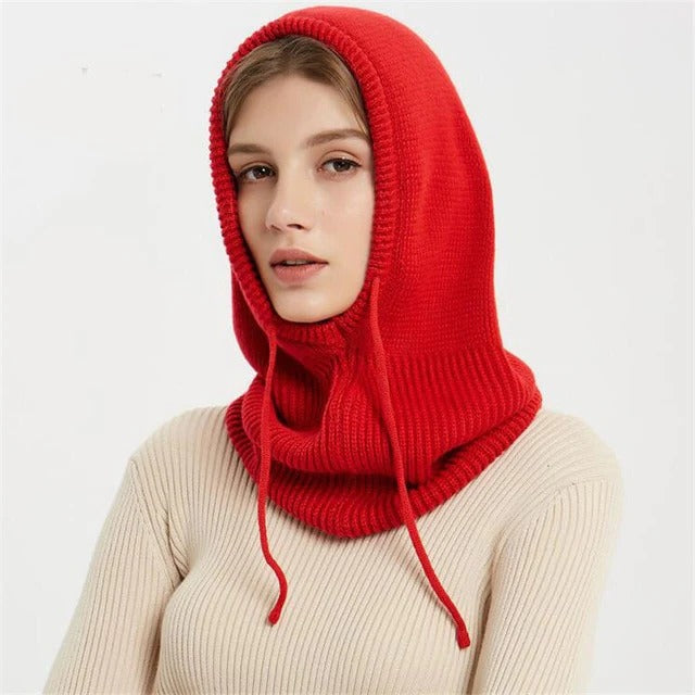 Cashmere Strikket Vinterhue med Hætte – Varm & Elegant