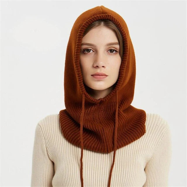 Cashmere Strikket Vinterhue med Hætte – Varm & Elegant