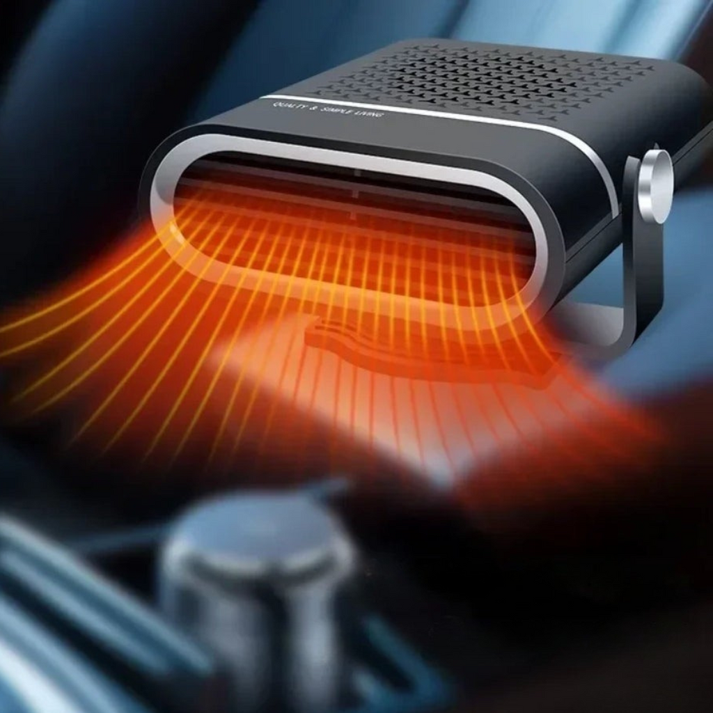 Auto-varmeblæser & Vinduesafrimser | 12V USB Bærbar | Sort
