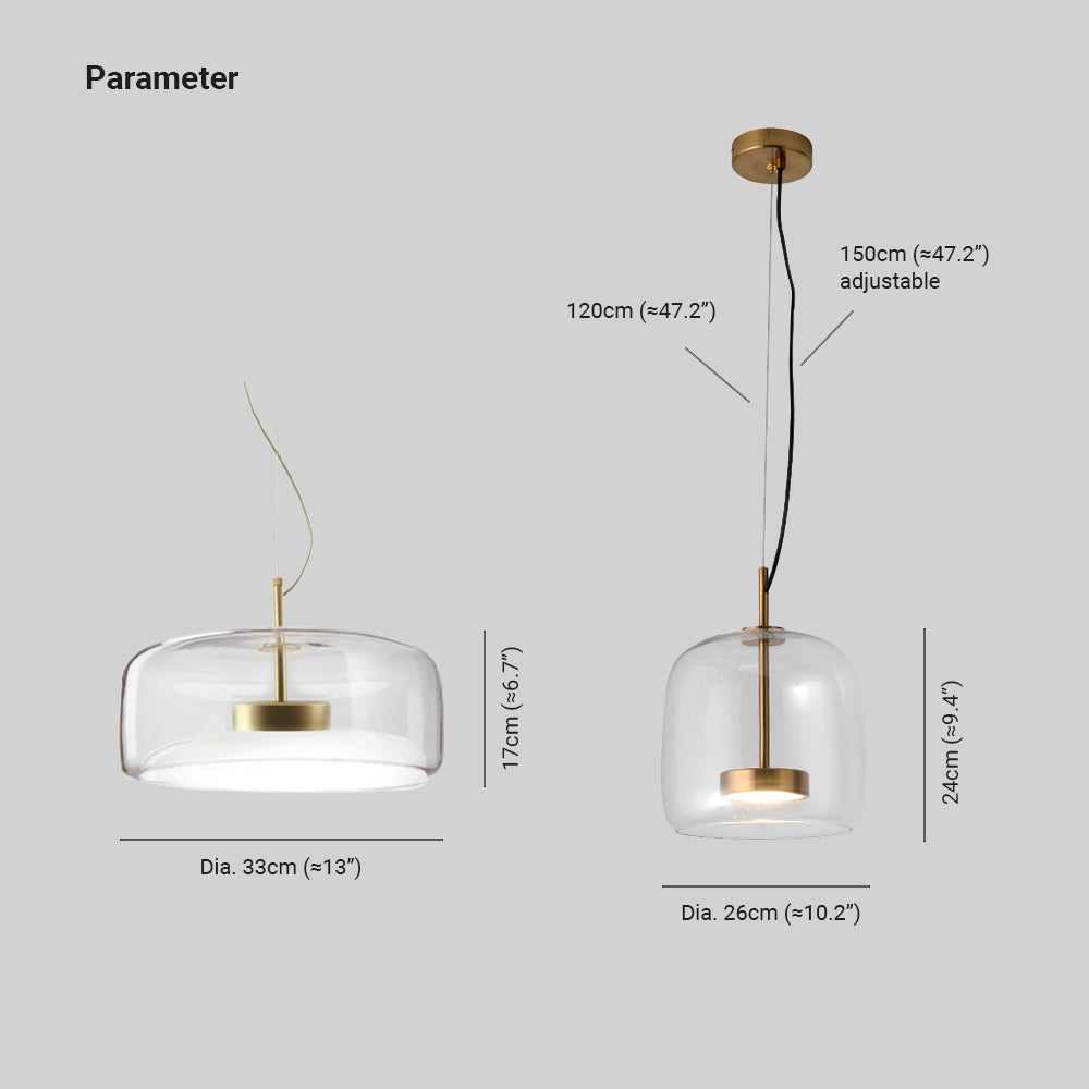 Solara Pendel Lys Amber Glas Med LED Og Guld Metal