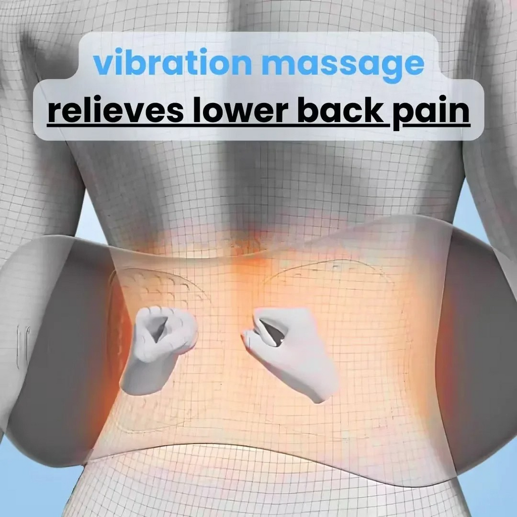 Rygsmerter Massagestol med Varme & Vibration, Rygstøtte til Lindring af Iskias, Lumbal Smerte & Holdningskorrektion – 3-i-1 Hjemmebehandling
