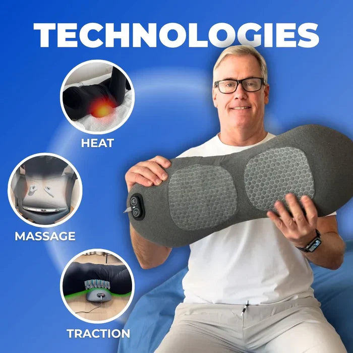 Rygsmerter Massagestol med Varme & Vibration, Rygstøtte til Lindring af Iskias, Lumbal Smerte & Holdningskorrektion – 3-i-1 Hjemmebehandling