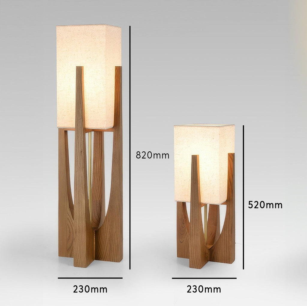Elegant Japansk Stil Valnød Gulvlampe med LED Lys