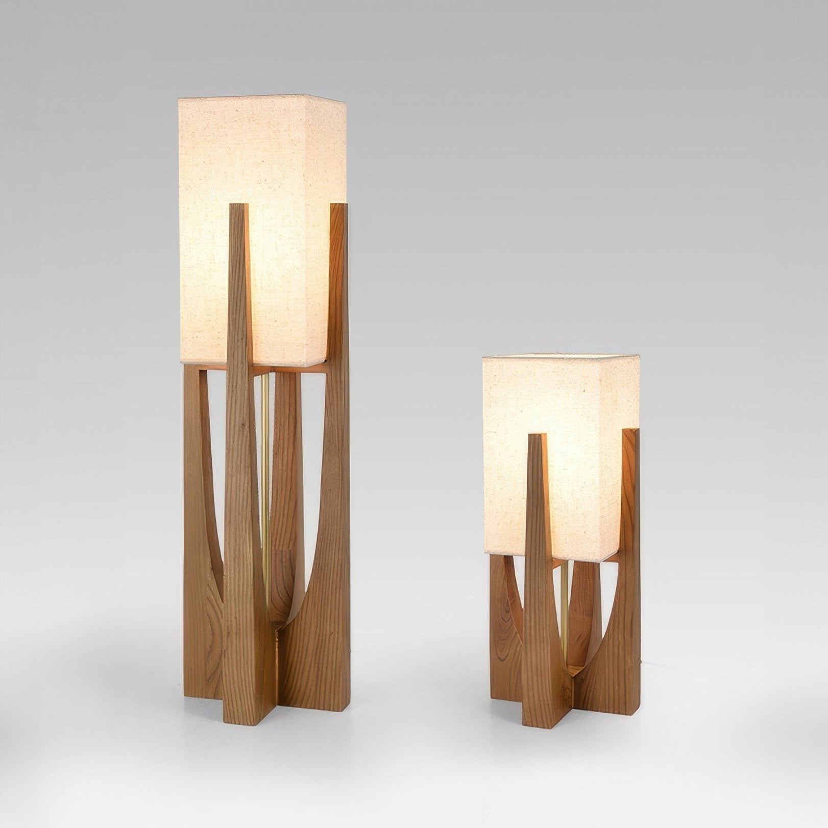 Elegant Japansk Stil Valnød Gulvlampe med LED Lys