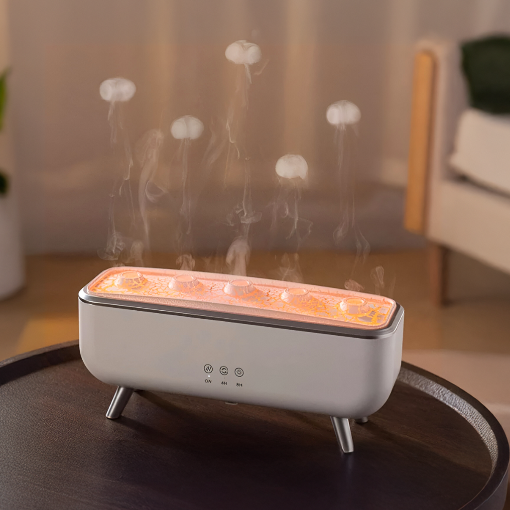 Diffuser & Luftfugter | LED Aromadiffuser med Farveskift & Fjernbetjening | JellyMist