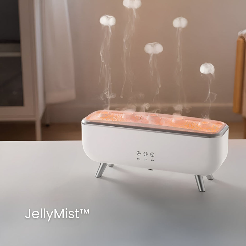 Diffuser & Luftfugter | LED Aromadiffuser med Farveskift & Fjernbetjening | JellyMist