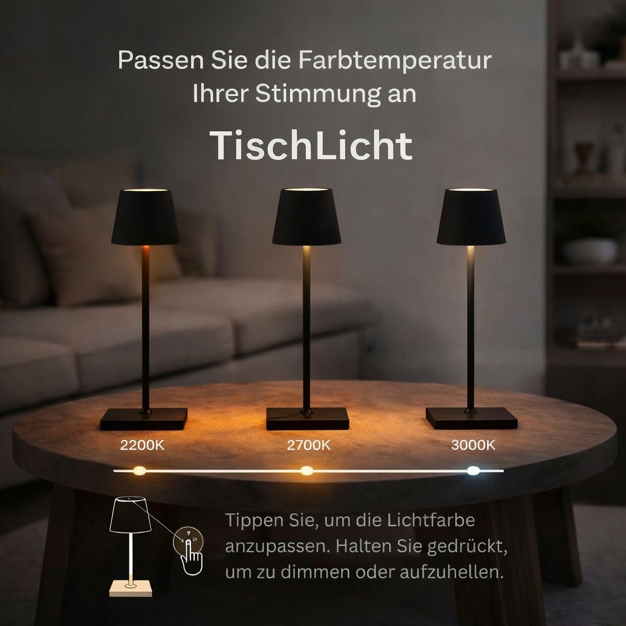 Trådlampe til bord | Bordlampe med batteri | BordLys