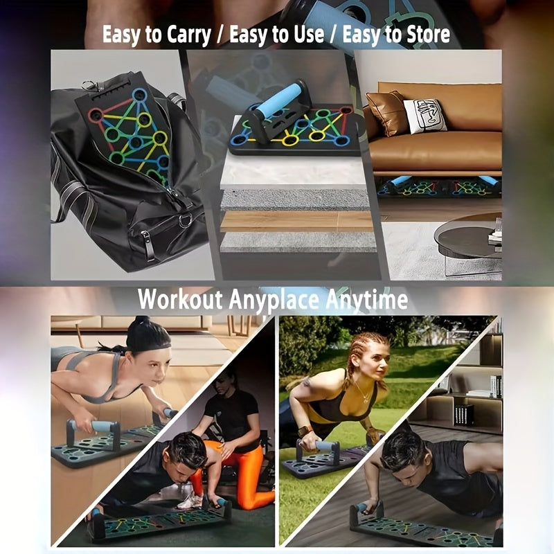 Krafttræningssæt til hjemmebrug med push-up håndtag | Push up Board med modstandsbånd | KraftBoard