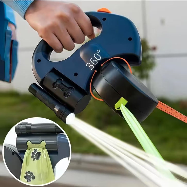 Hund Dobbeltline med Affaldsposerholder & LED Lys | LeinenMeister