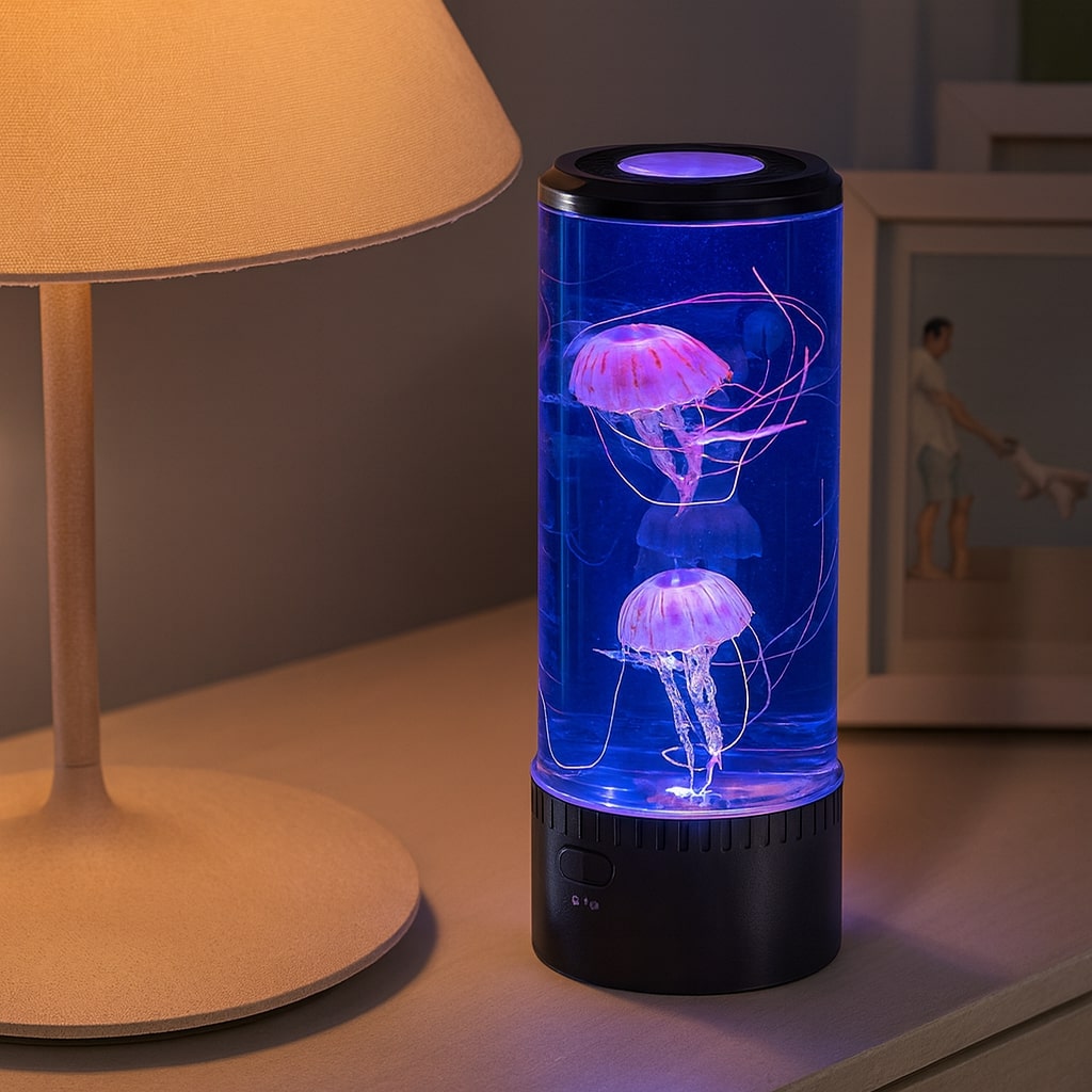 LED Natbordlampe | Skrivebordslampe med Qualle Effekt | Bordlampe | LysBølge
