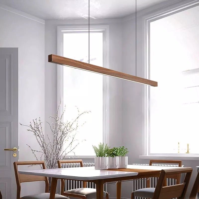 SolaraWood Justerbar LED Træ Pendelampe Til Spisestuer