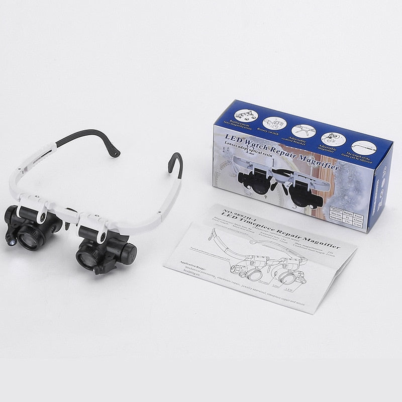 Lupelbrille med lys og 8x, 15x & 23x forstørrelse | ZoomSicht