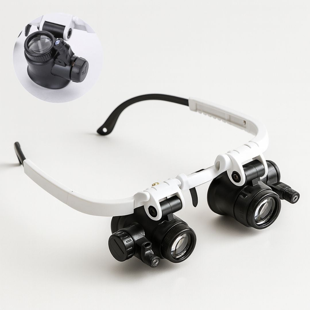 Lupelbrille med lys og 8x, 15x & 23x forstørrelse | ZoomSicht