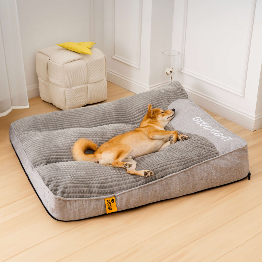 Ortopædisk Hundepude Stor – Luksus Memory Foam Hundeseng med Hovedstøtte