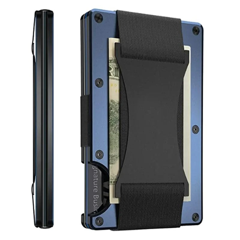 Titanium Matte Cobalt Kortholder – Slank & Stilfuld RFID-pung til Mænd & Kvinder