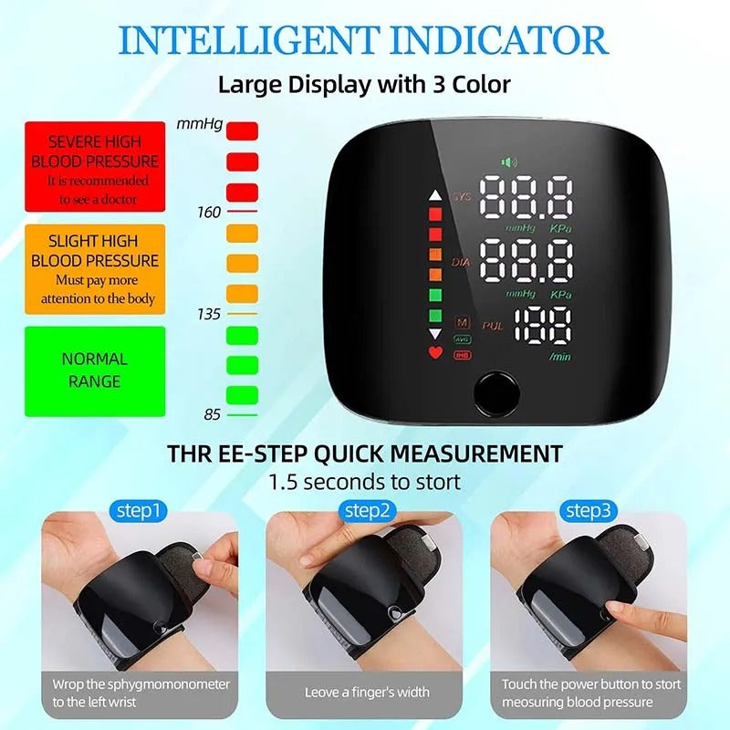 Smart håndleds blodtryksmonitor – Elektronisk bærbar sphygmomanometer med talemeldinger