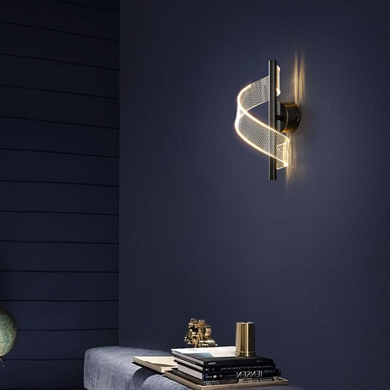 Moderne LED Væglampe med Bølget Design og Justerbare Lysfarver