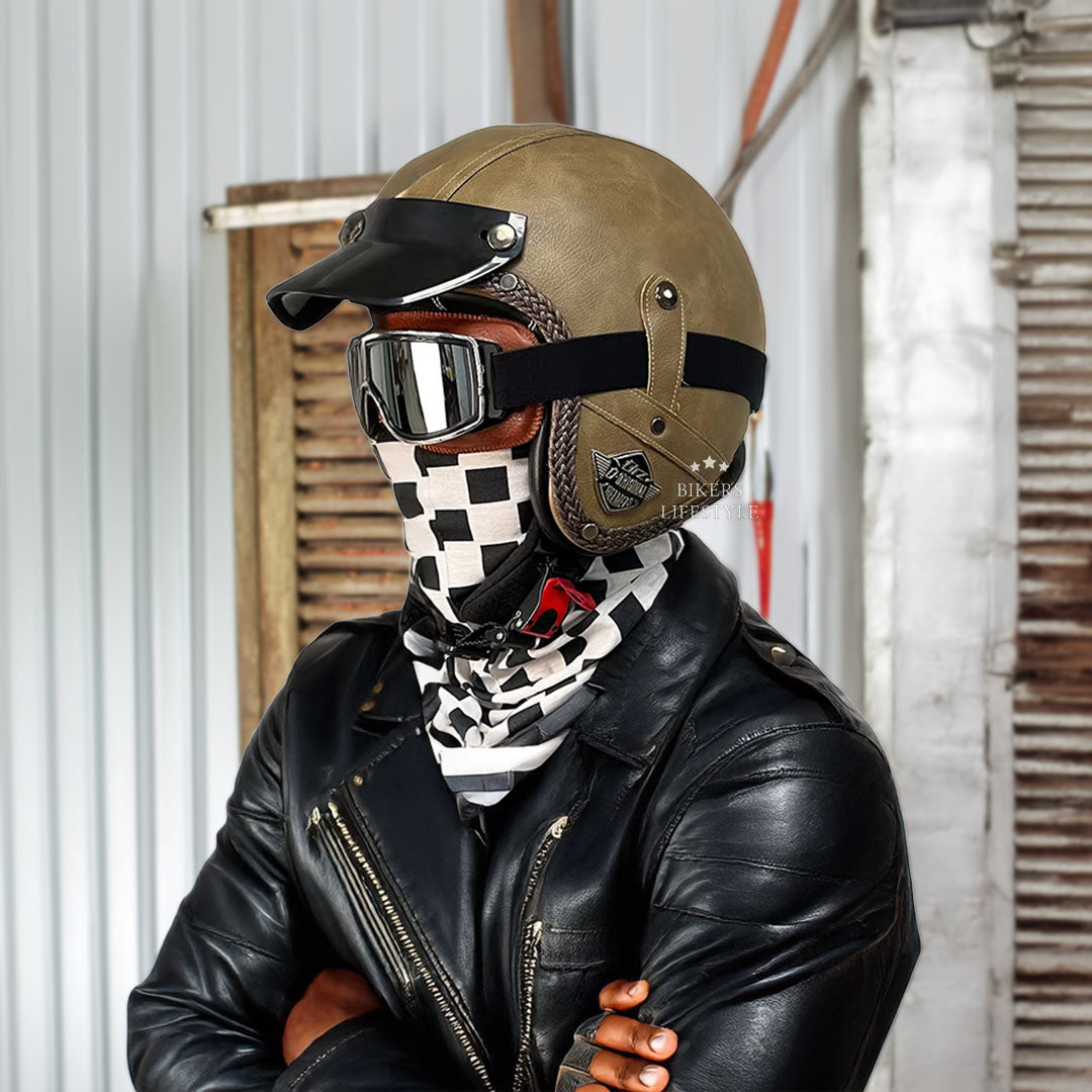 MotoJet Vintage Chopper Hjelm Med DOT Og ECE Certificering