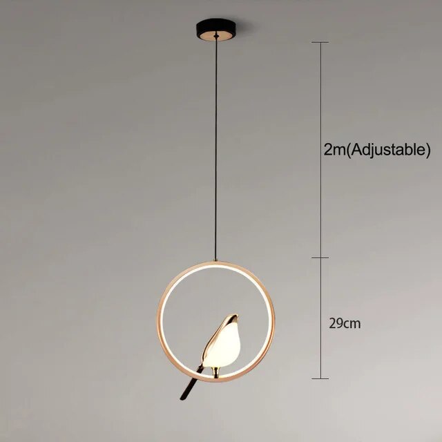 Moderne Pendelampe med Gyldent Fugl Design