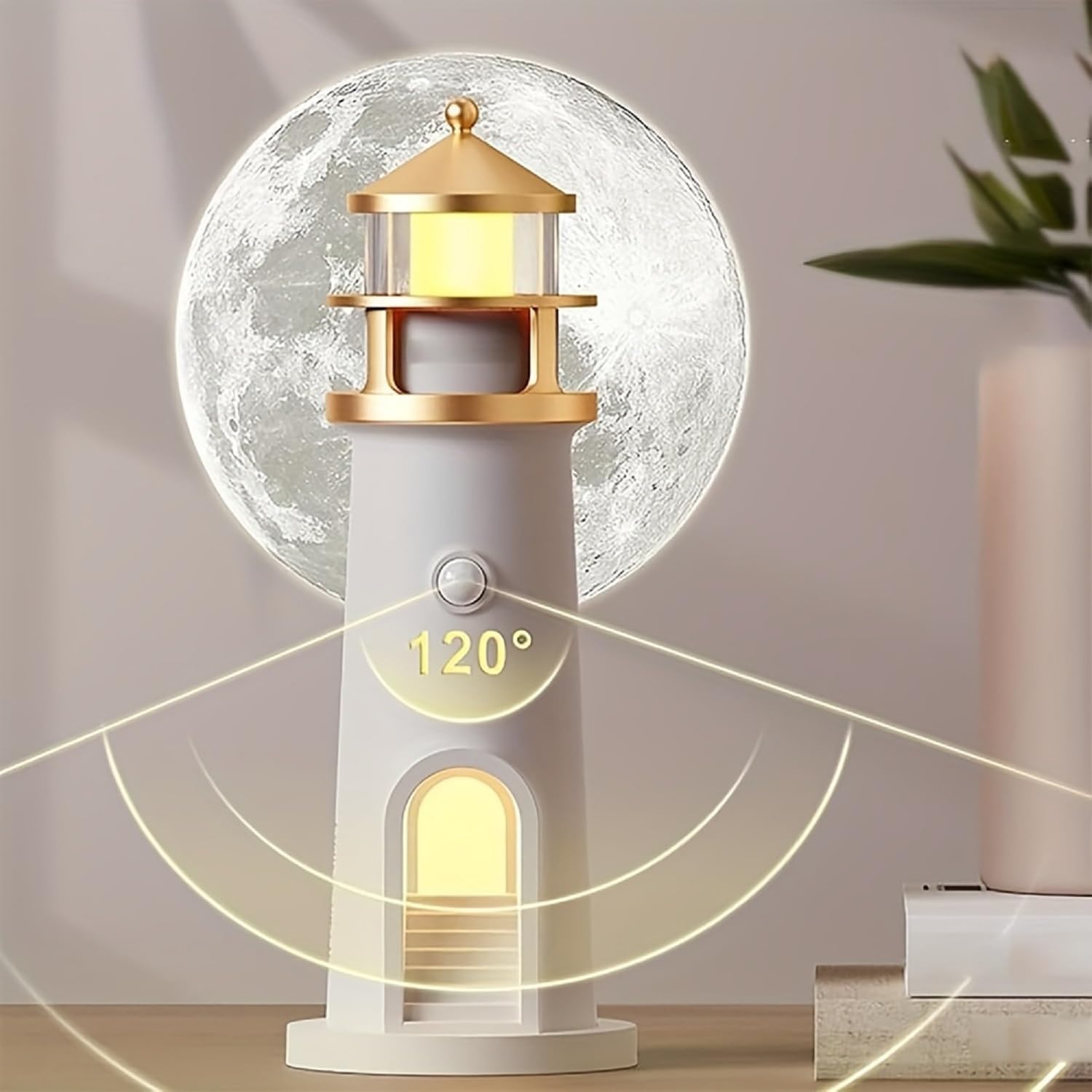 Måneskin Projektor Lampe | Fyrtårn Nattelys med Bluetooth Højttaler | Lunavara