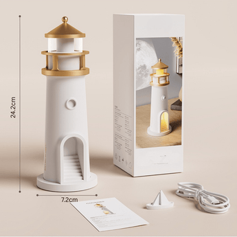 Måneskin Projektor Lampe | Fyrtårn Nattelys med Bluetooth Højttaler | Lunavara