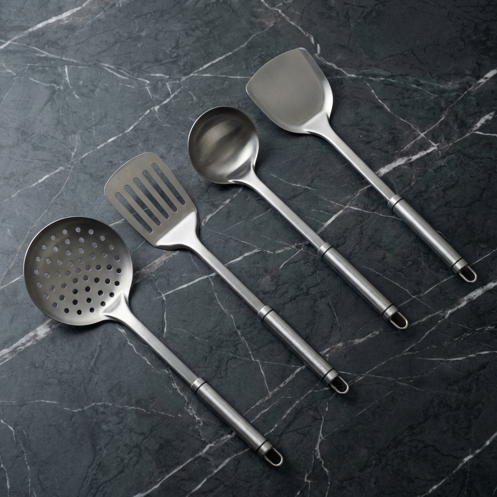 Titanium Fire-Delt Udstyrssæt Med Spatel, Suppeske, Slev, Kniv