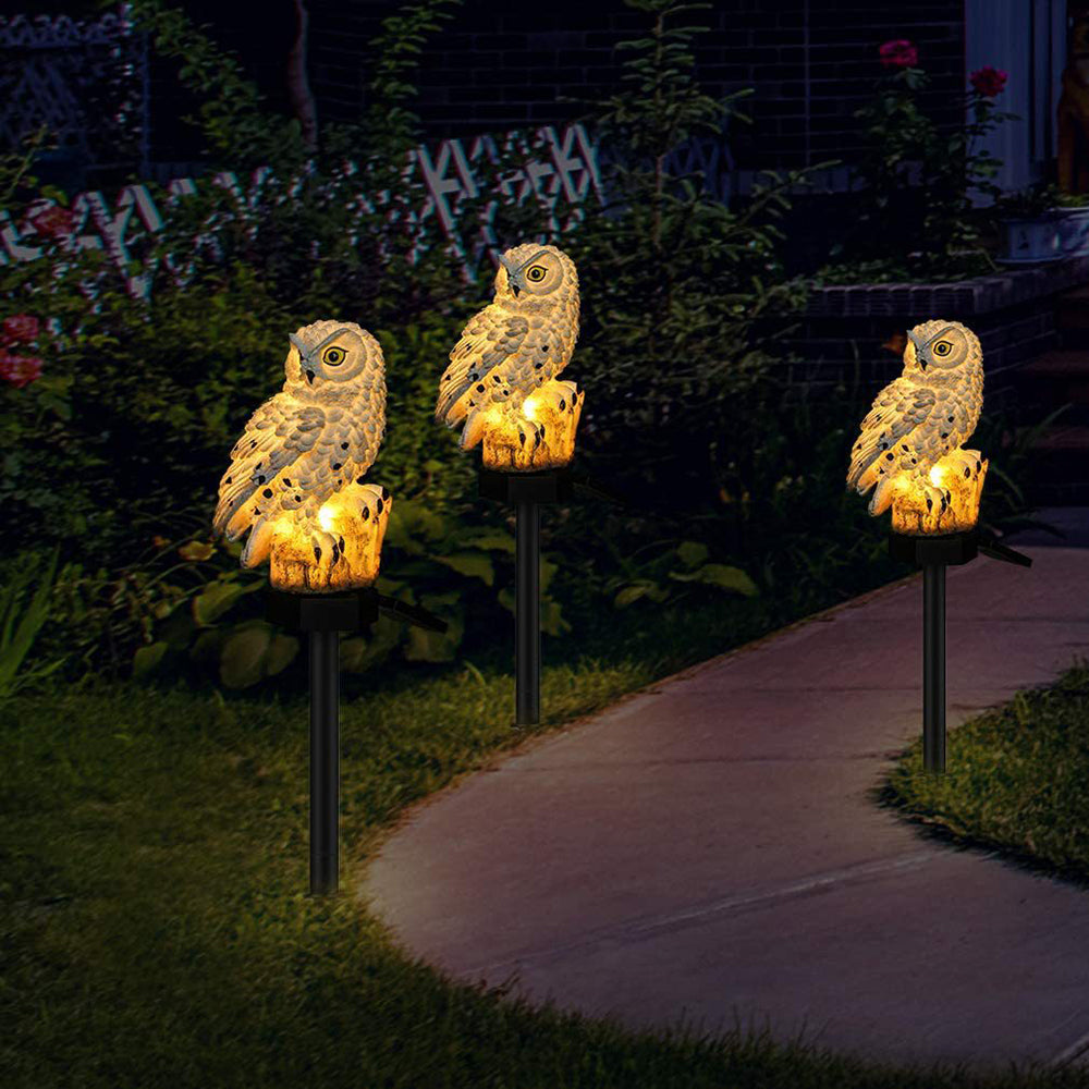 Udendørs Solcelle Ugle Lampe Sæt med LED Belysning