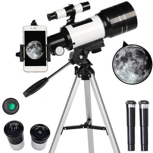 Professionelt Astronomisk Teleskop | 70mm Apertur, 300mm Brændvidde & Nem Opsætning til Stjernekikking og Naturudforskning