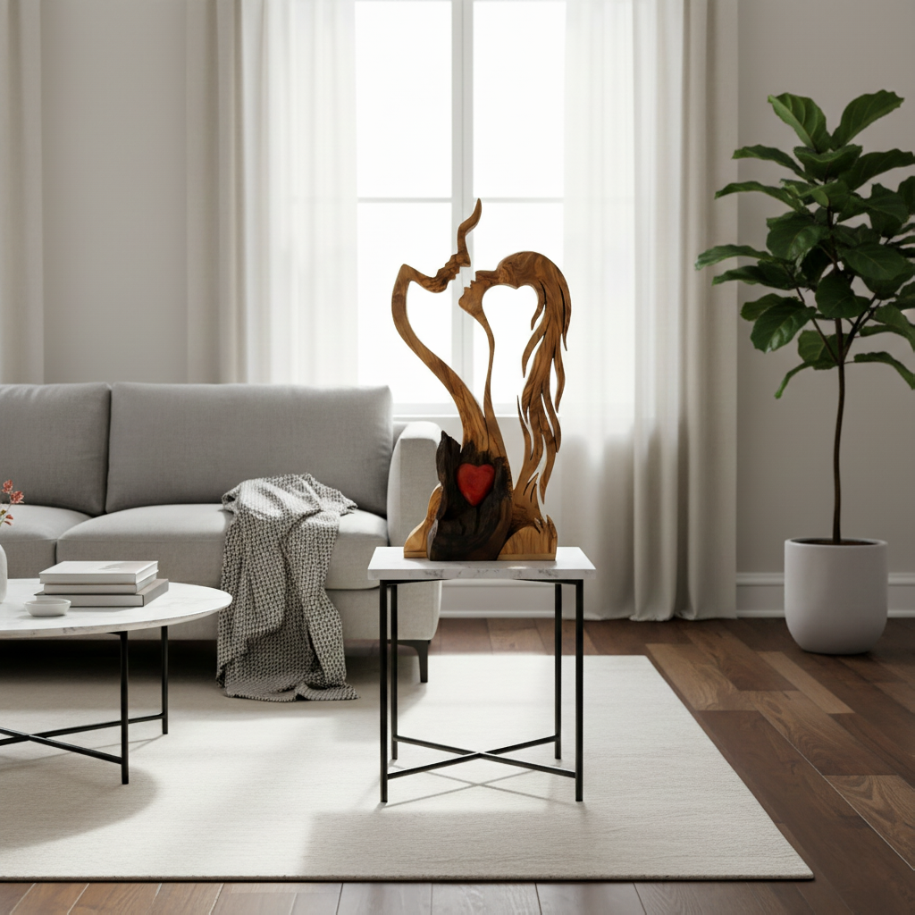 Par Skulptur i Træ – Abstrakt Design, Håndlavet Udseende & Boligindretning