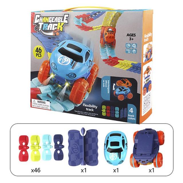 KidsPlay – Magnetisk Autoracerbane lysende & fleksibel – Børn 3+