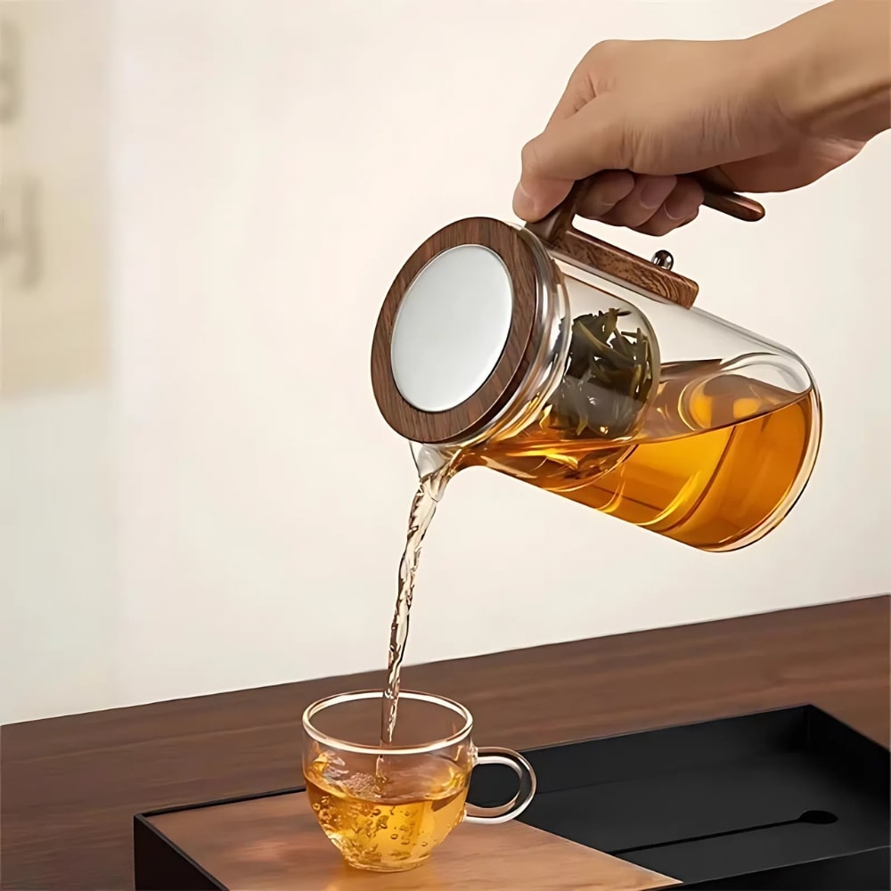 Glas teekande med si | PureTee
