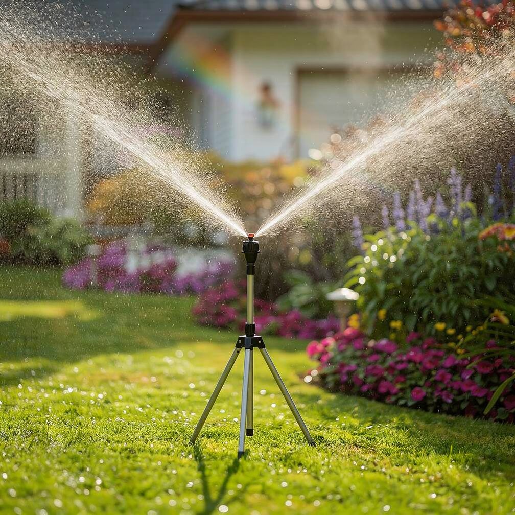 Plænebruser med stativ | 360° Sprinkler | Havebruser | AquaVento