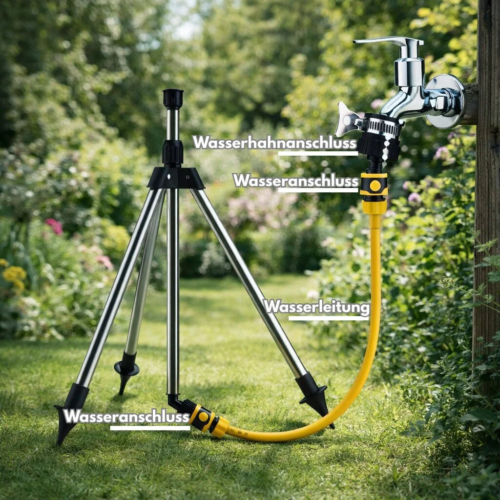 Plænebruser med stativ | 360° Sprinkler | Havebruser | AquaVento
