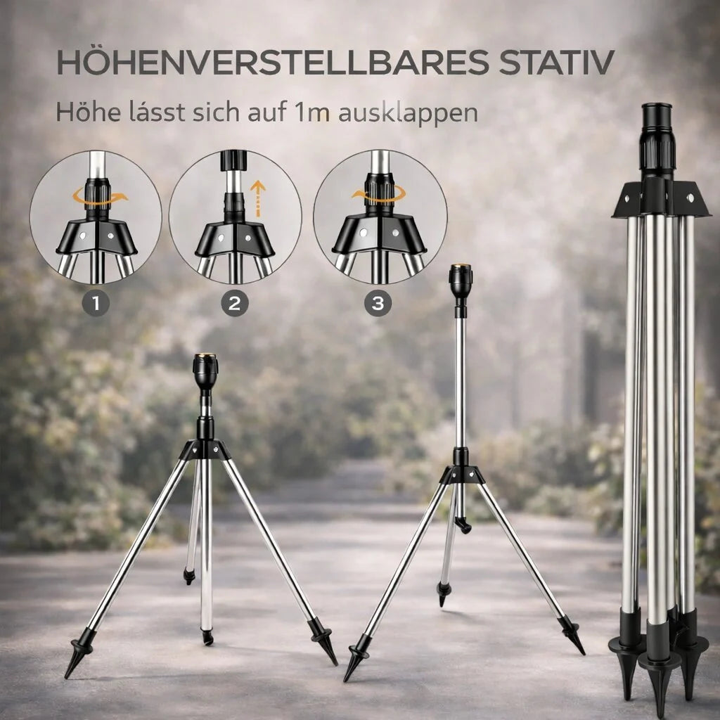 Plænebruser med stativ | 360° Sprinkler | Havebruser | AquaVento