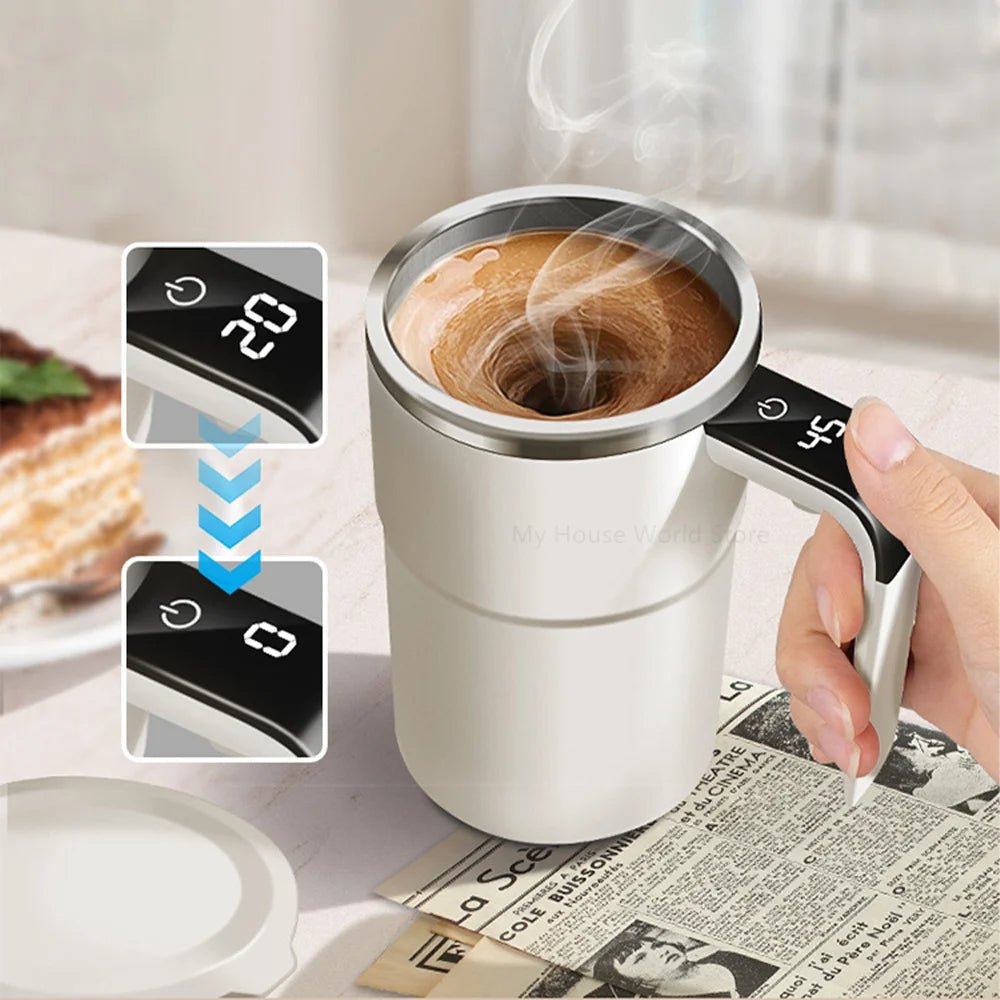 Genopladelig Selv-rørende Kaffe Kop – Smart Blandekop med Temperaturvisning