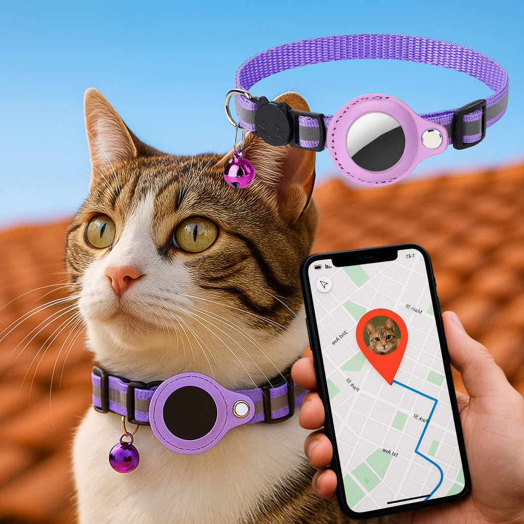 Kat GPS Tracker Halsbånd - Hurtig Udløsning & Reflekterende Design