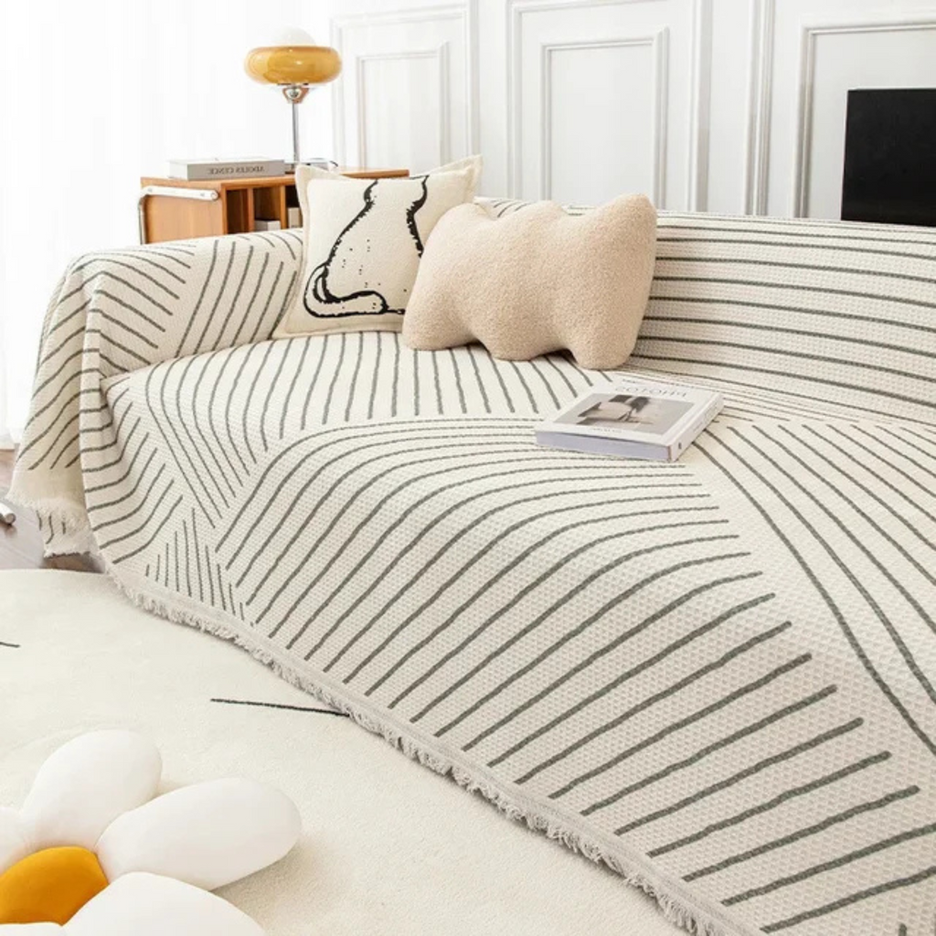 Skandinavisk Sofa Plaid med Frynse Kant