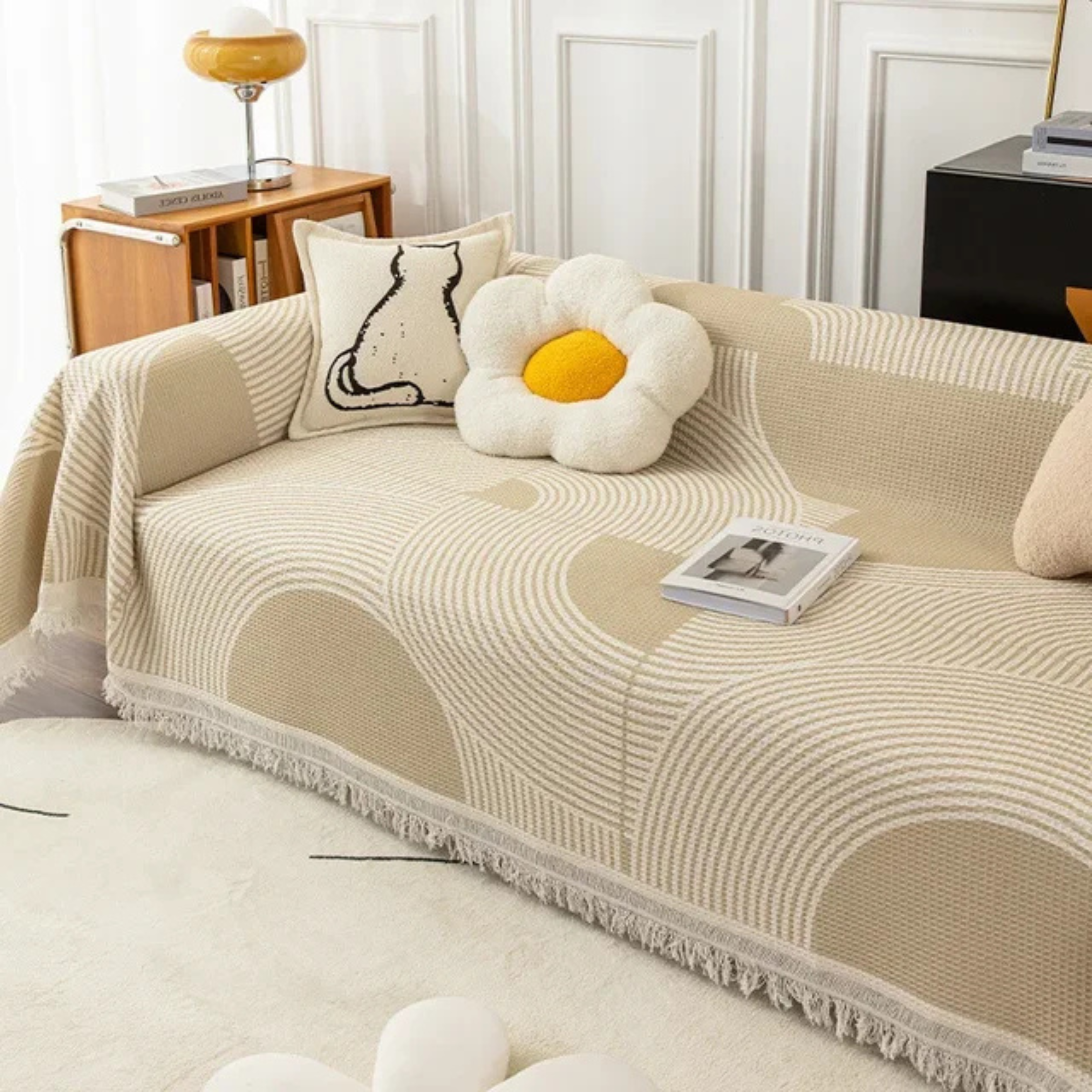 Skandinavisk Sofa Plaid med Frynse Kant