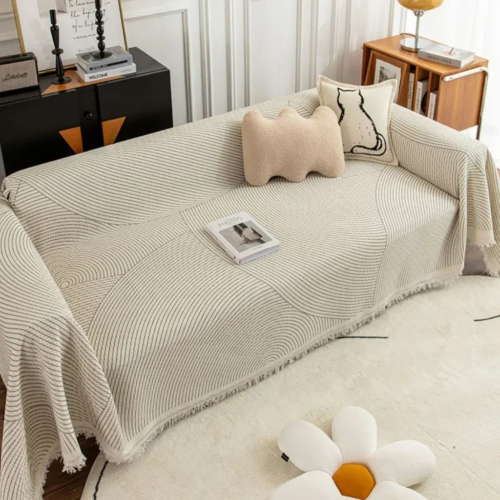 Skandinavisk Sofa Plaid med Frynse Kant