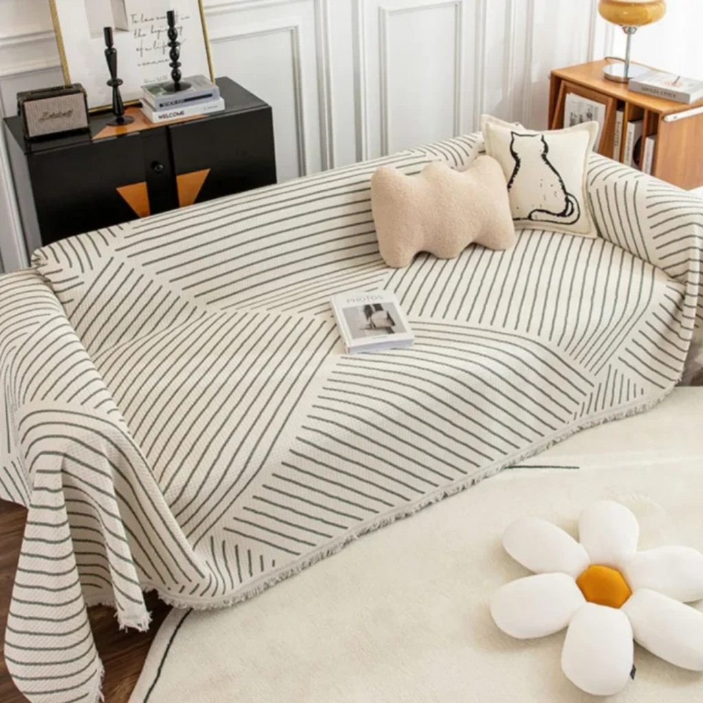 Skandinavisk Sofa Plaid med Frynse Kant