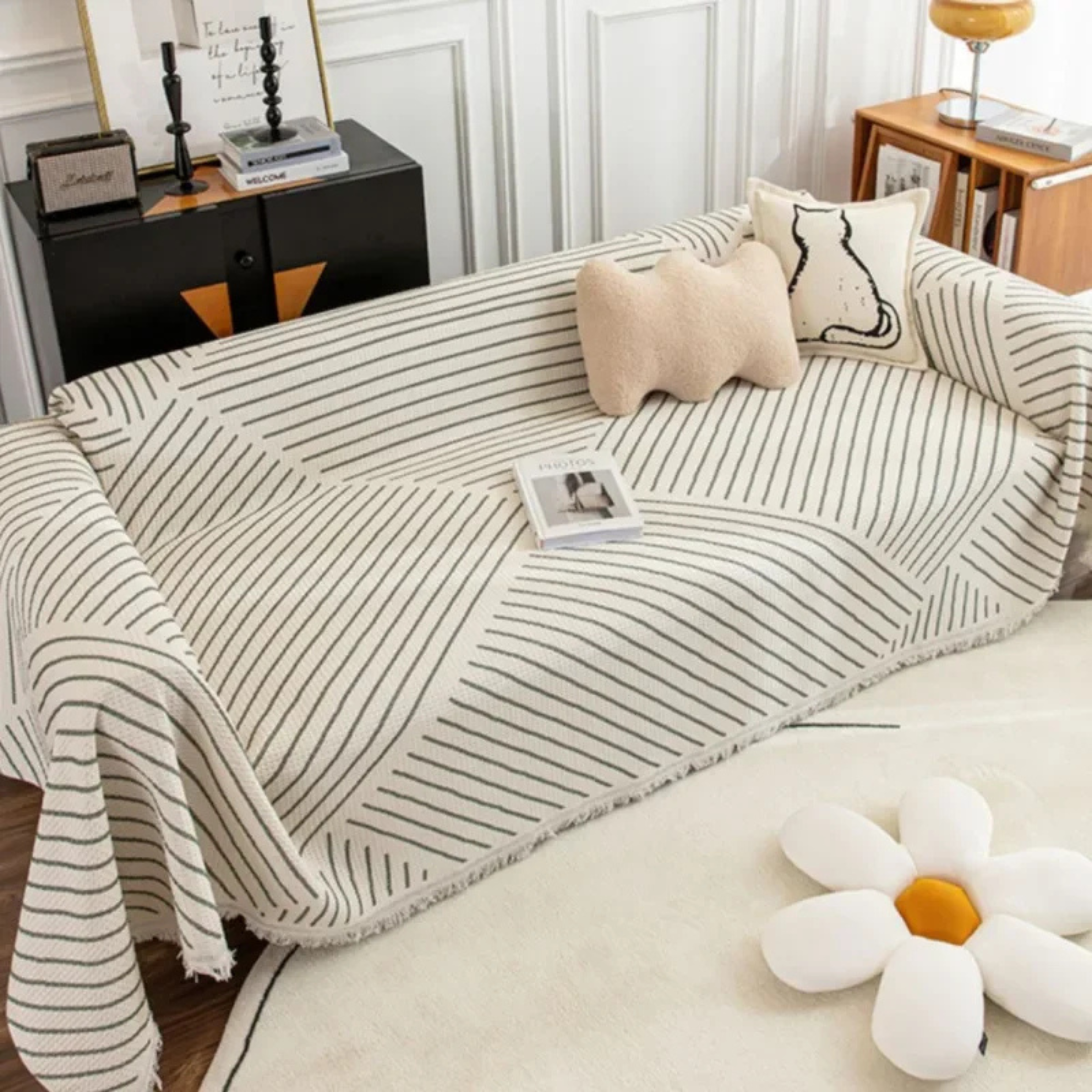 Skandinavisk Sofa Plaid med Frynse Kant
