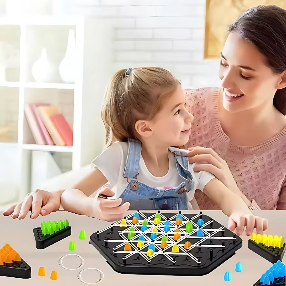 Skakspil til børn | Skakbræt med gummibånd | SpilKnude