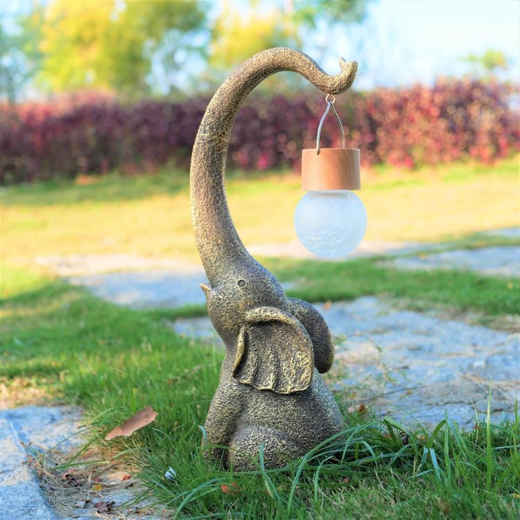 Solcelledrevet Kobber Elefantlampe