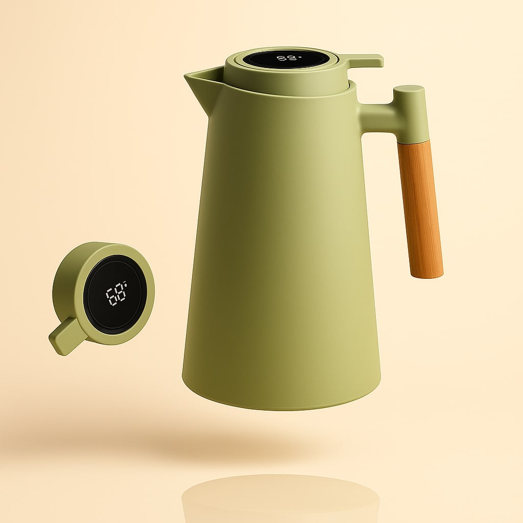 Termokande med temperaturvisning | Isolerkande 1 liter til kaffe & te | Heatina