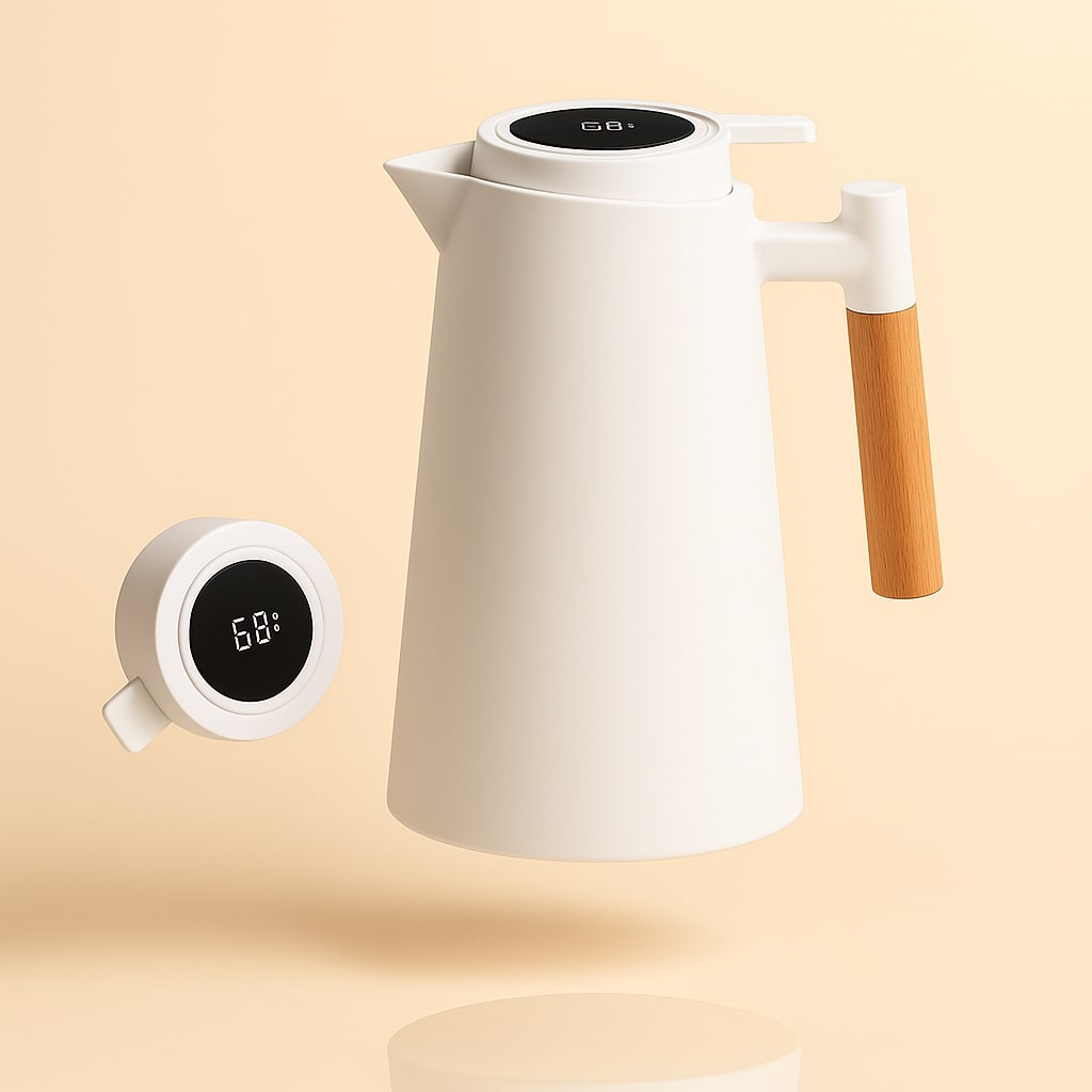 Termokande med temperaturvisning | Isolerkande 1 liter til kaffe & te | Heatina