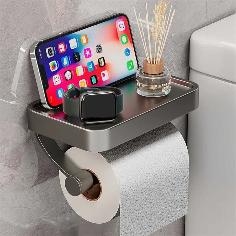 Toiletpapirholder i rustfrit stål | Toiletpapirholder med opbevaring | WC rulleholder | Rollix